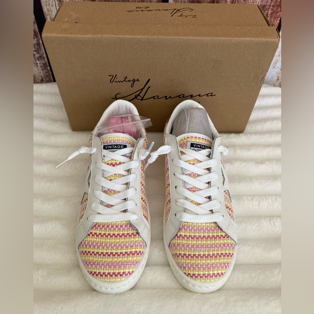 Vintage Havana | NEW Carla Light Pink Multi Tweed Fashion Sneaker - Picture 2 of 5